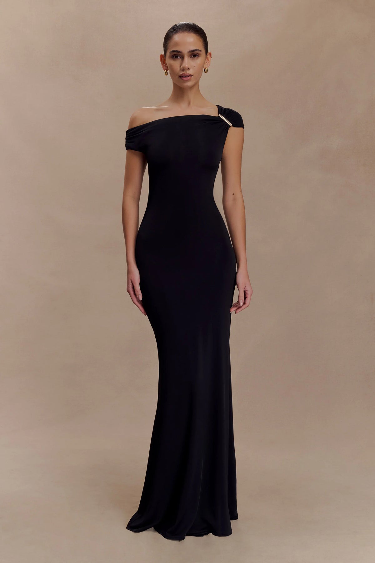 Kinsley Slinky Maxi Dress With Hardware Black