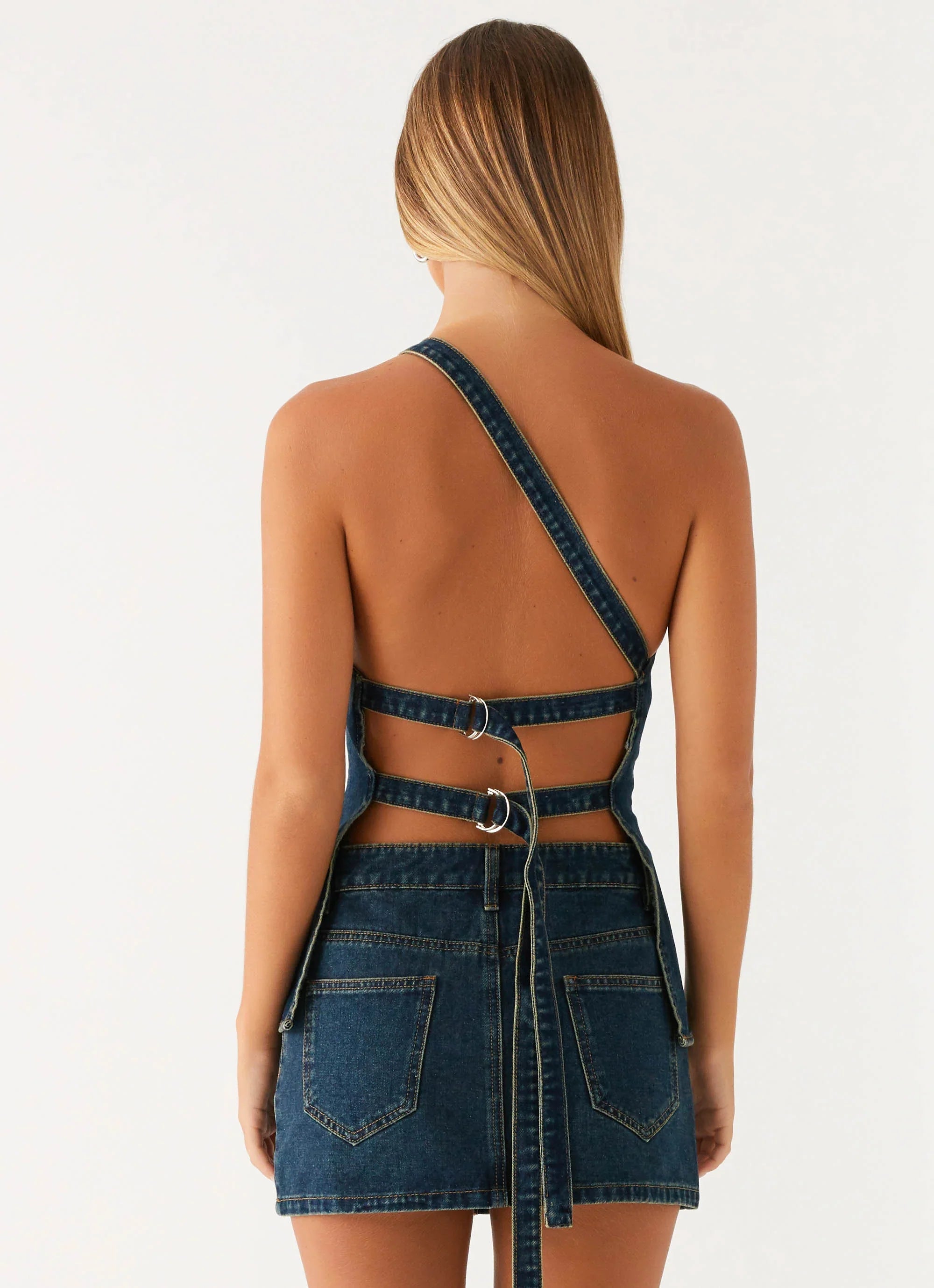 Maysa Denim Top Washed Denim