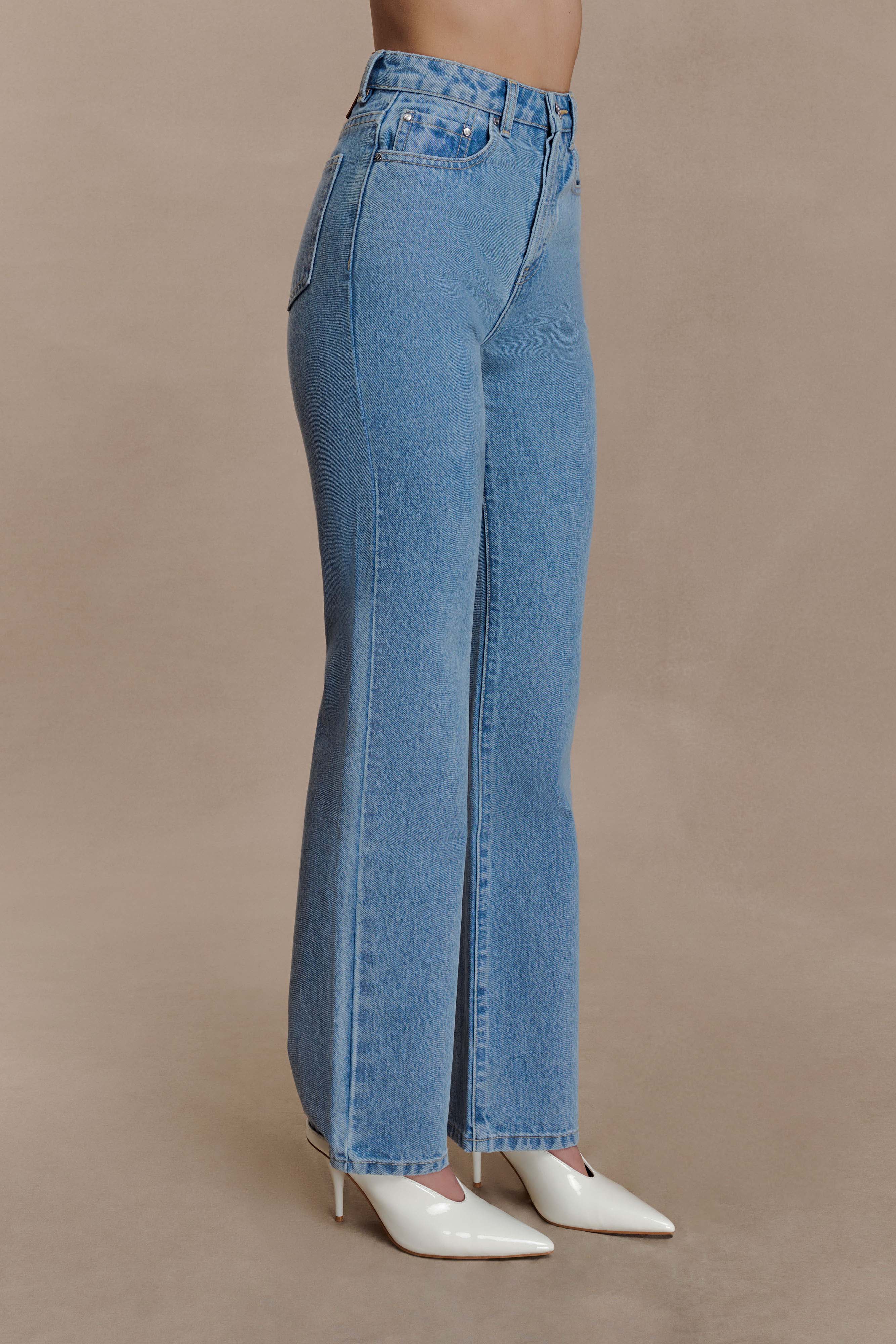 Janine High Waisted Straight Leg Jeans Classic Blue