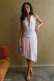 Zelda Asymmetric Slinky Midi Dress Ballet Pink