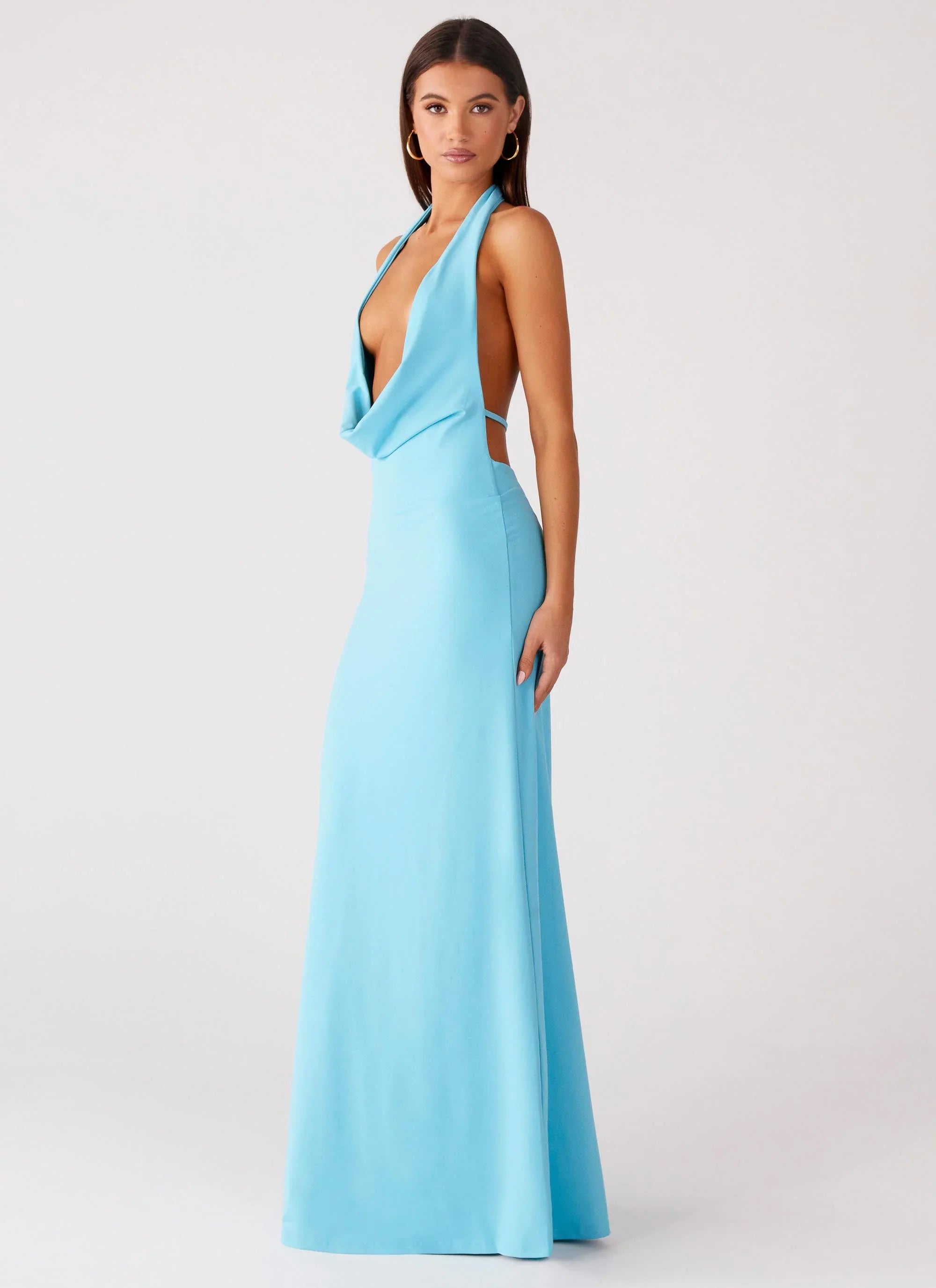 Driftwood Cowl Maxi Dress Turquoise