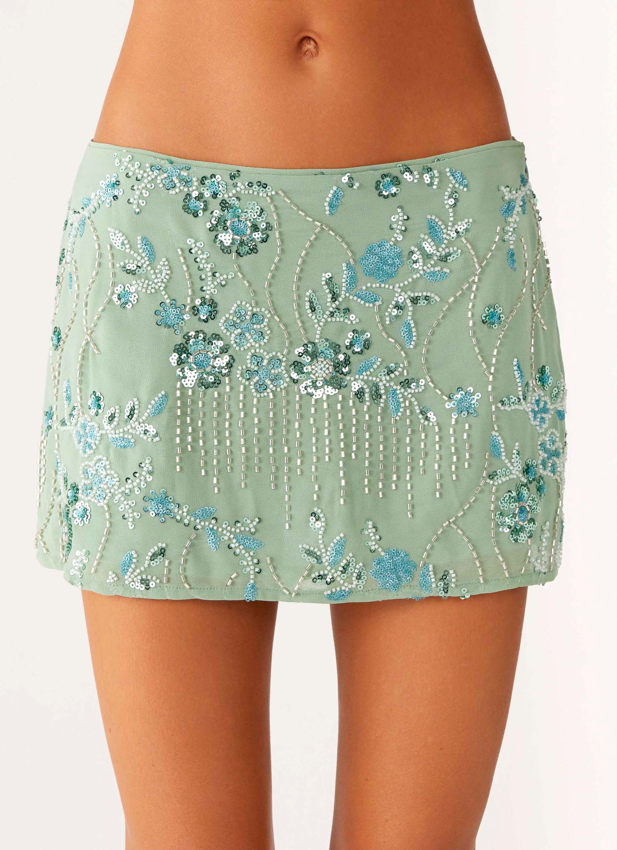 Adored By You Mini Skirt Mint