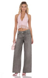 Motif V Neck Halter Top in Pink