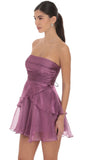 Petal Ruffle Strapless Dress in Purple