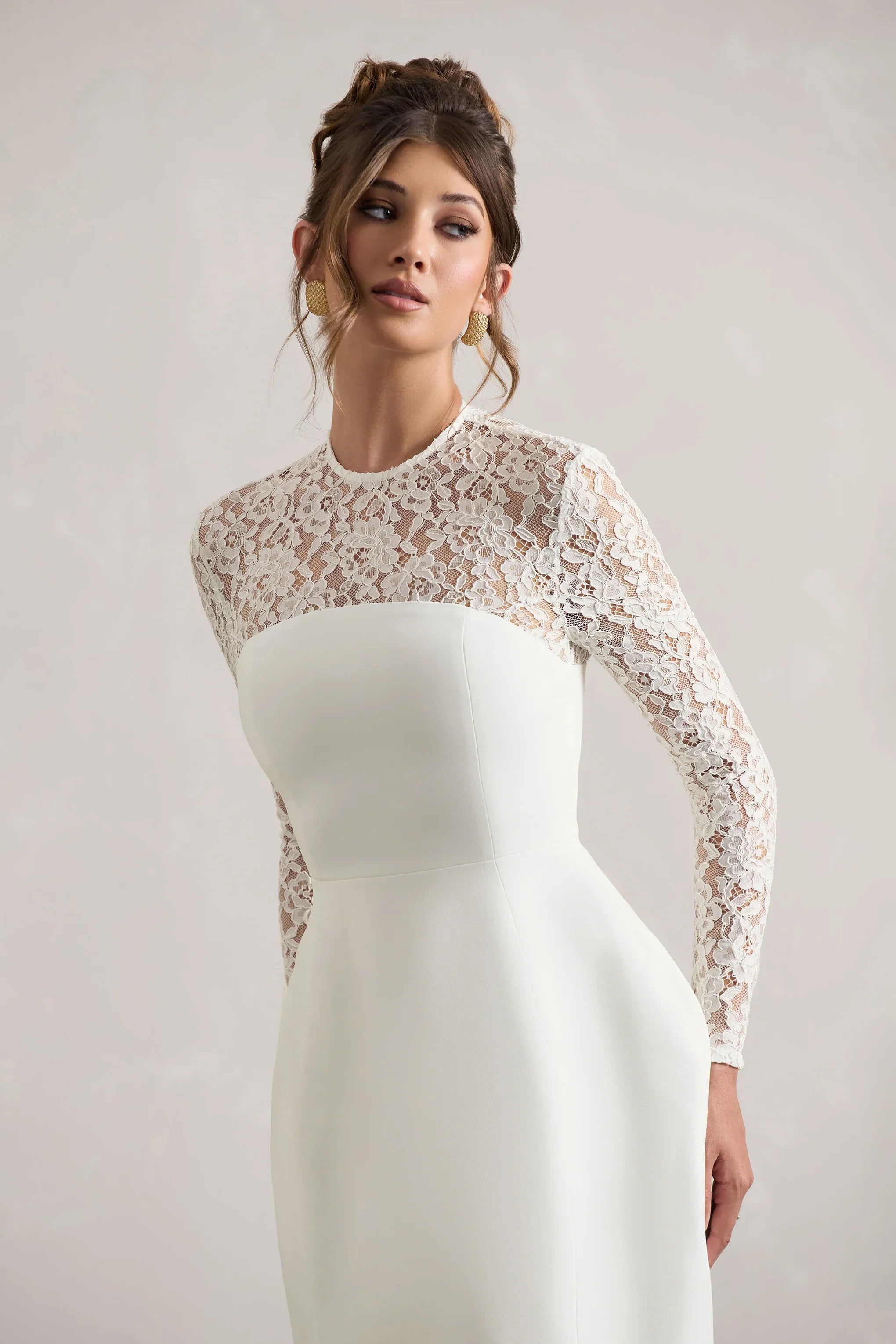 Birdie White Lace Long Sleeve Mini Dress