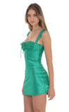Lace Bust Satin Bodycon Dress in Green