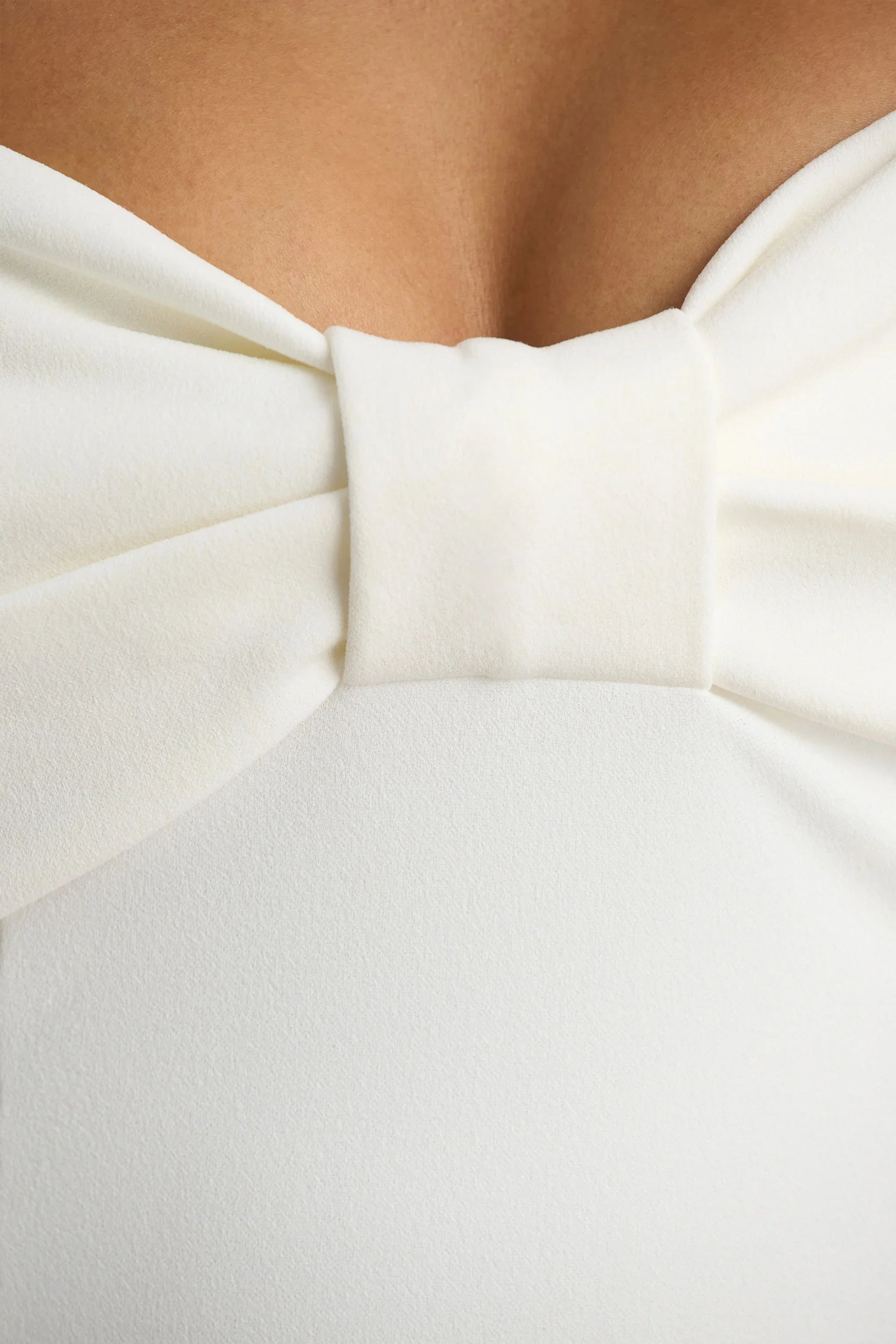 Bayshore White Bow Bardot Midi Dress
