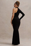 Socialite Black One Sleeve Cut Out Maxi Dress