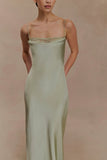 Isadora Lace Satin Maxi Dress Sage