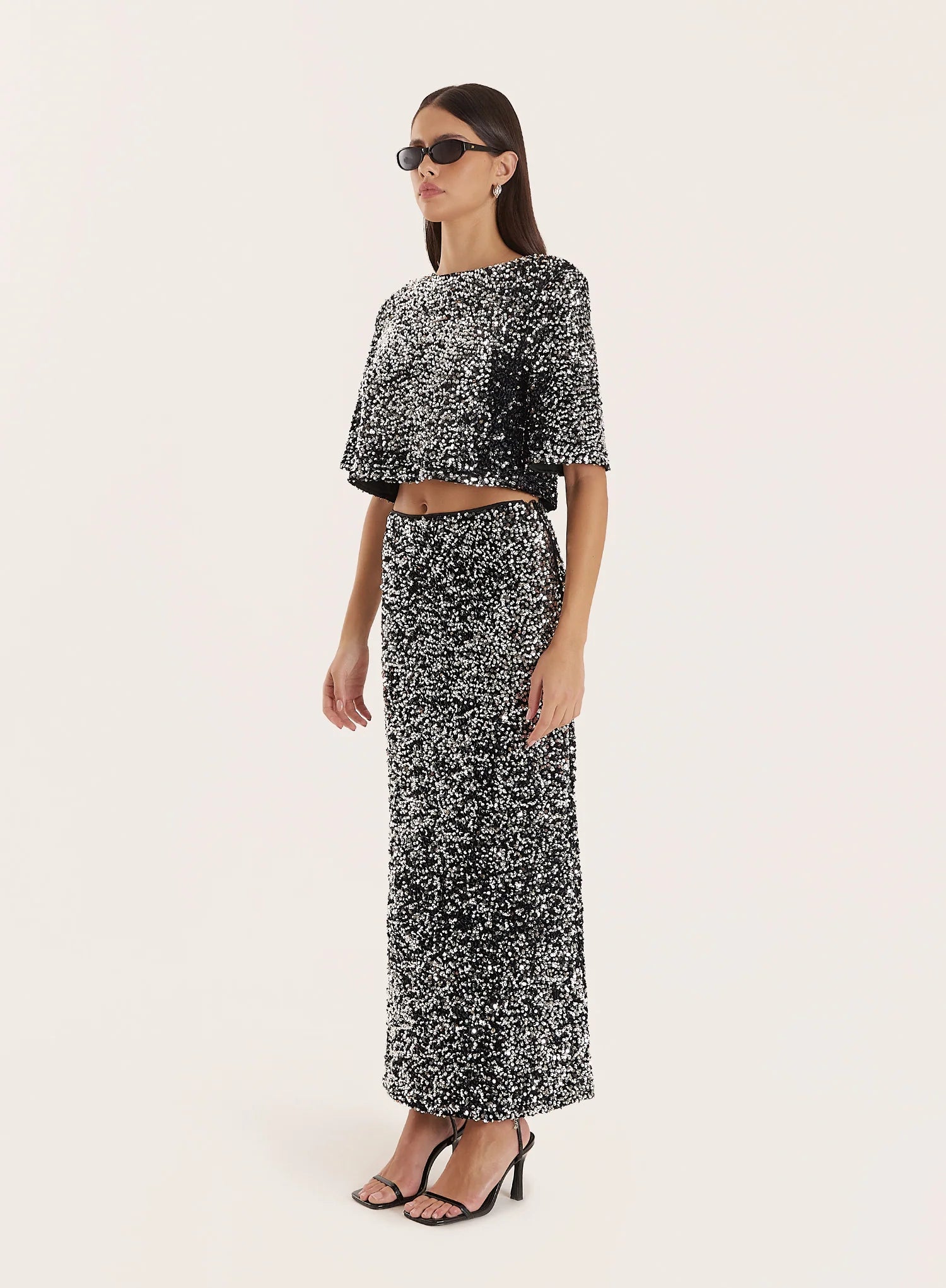 Black Sequin Maxi Skirt