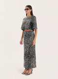 Black Sequin Maxi Skirt