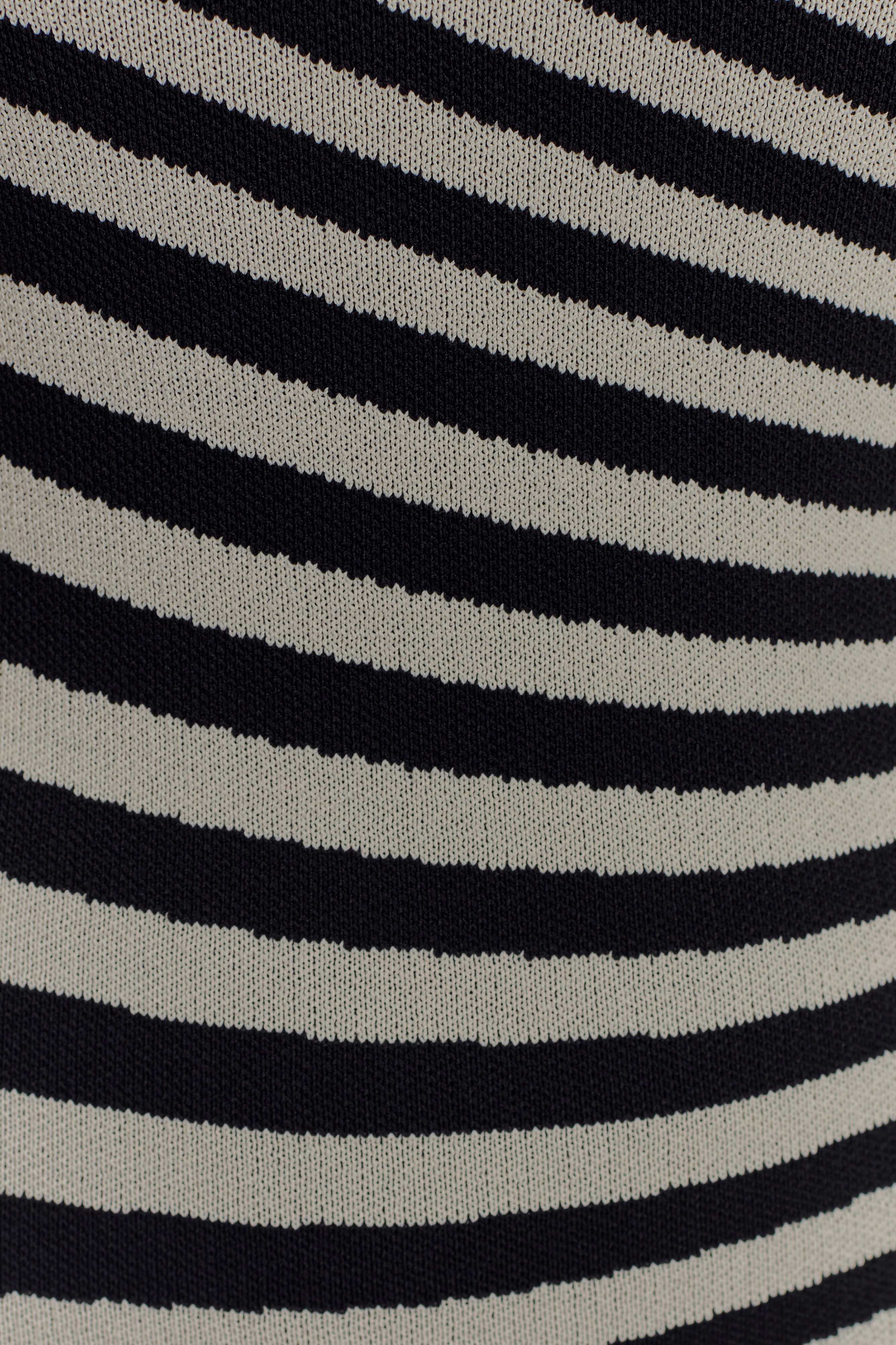 Raven Striped Knit Midi Dress Black White