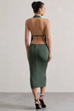 Raleigh Sage Green Cowl Neck Midi Dress