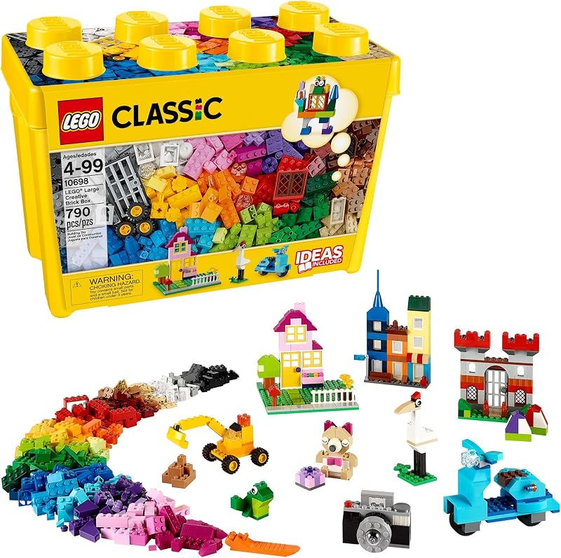 LEGO Classic Large Creative Brick Box 10698 Building Toys for Boys Girls Ages 4 99 Develops Fine Motor Skills W Storage Bin 790 Pieces Gift for Birthdays
