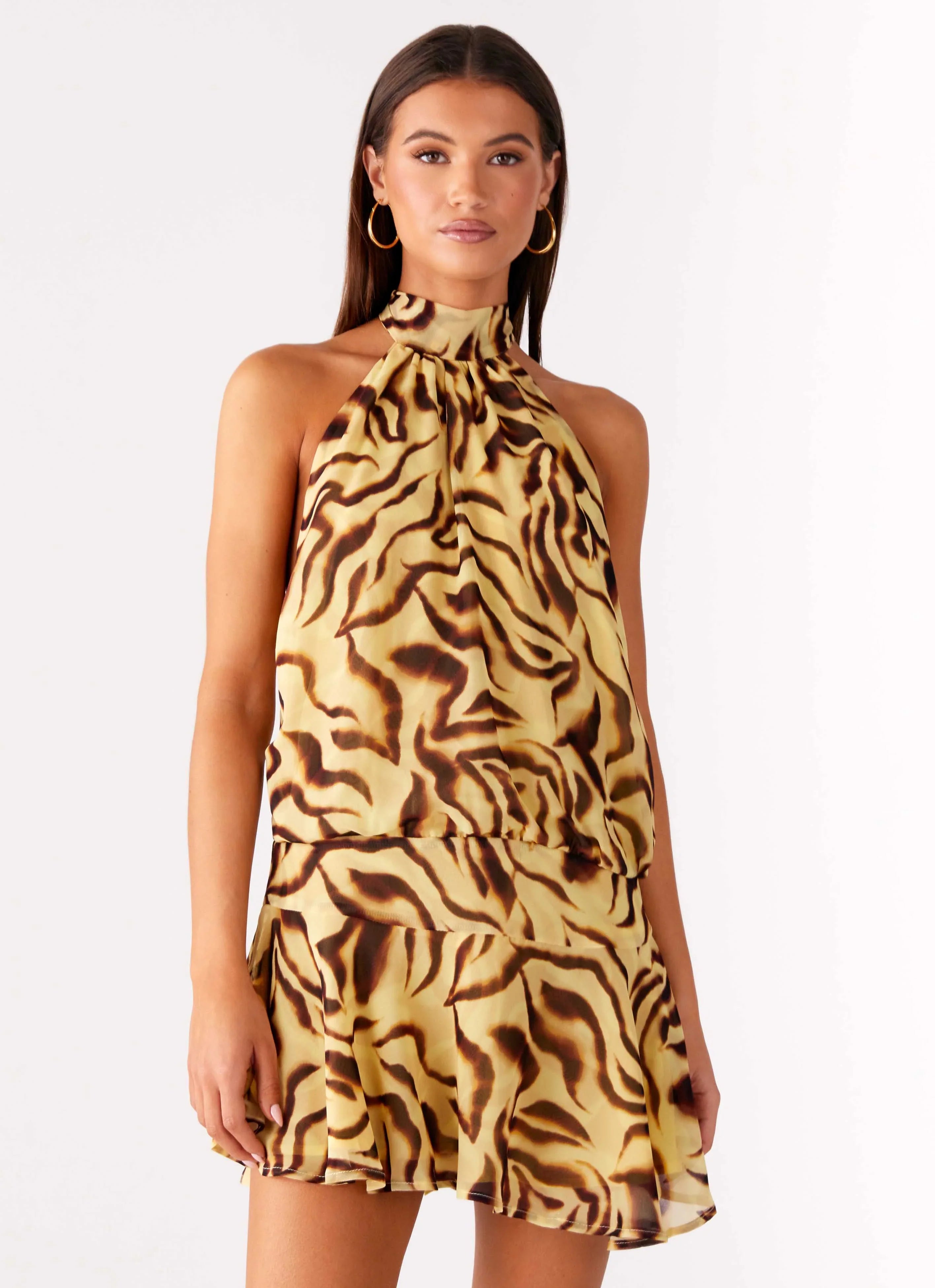 Zulla Backless Mini Dress Laguna Print