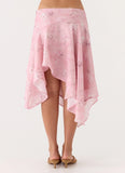 Kia Low Rise Asymmetrical Midi Skirt Vintage Floral