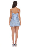 Sequin Embroidered Floral Babydoll Dress in Blue