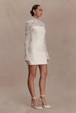 Aurelie Long Sleeve Lace Mini Dress Ivory