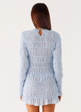 Jasy Long Sleeve Mini Dress Sky Blue