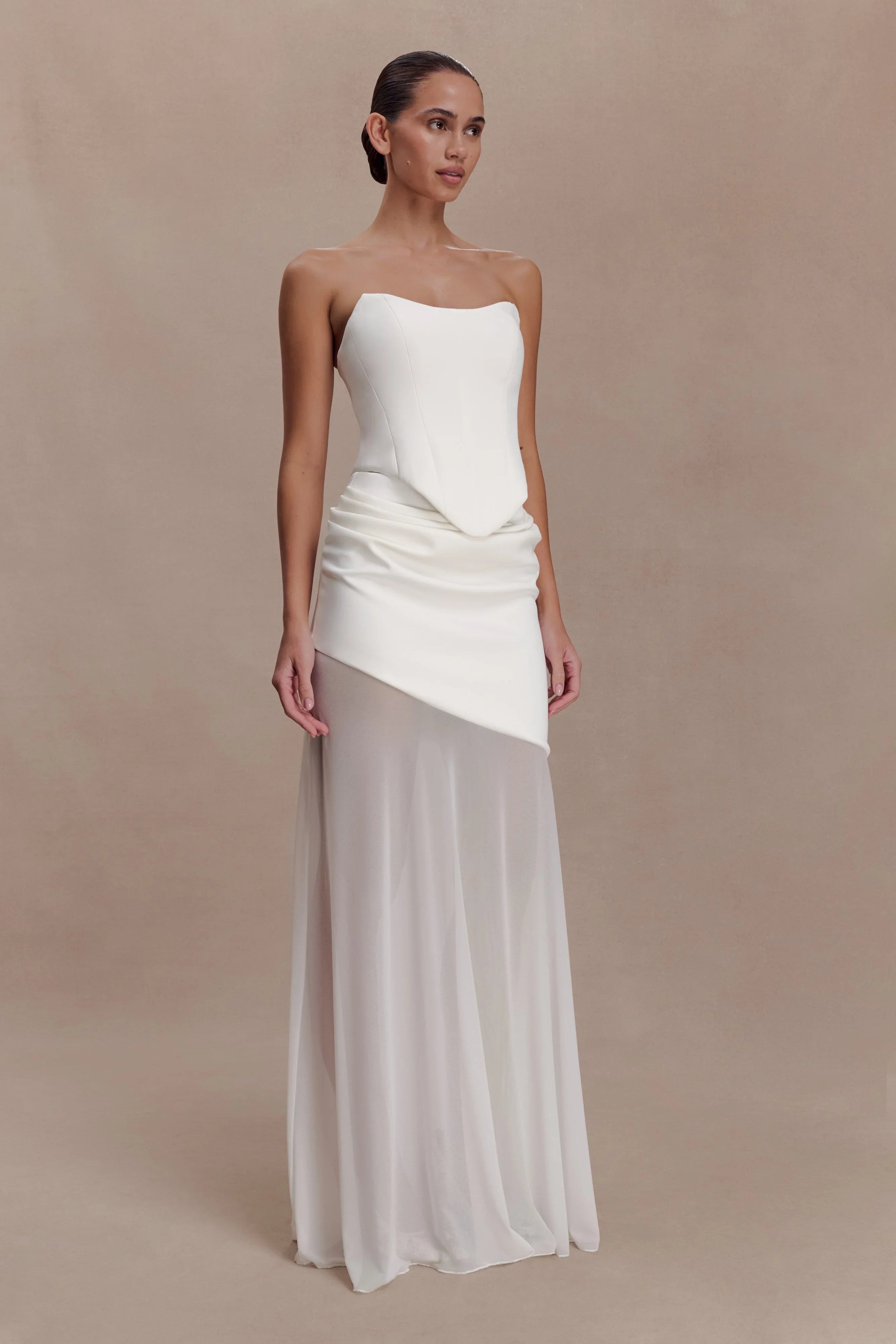 Karina Strapless Scuba Corset White