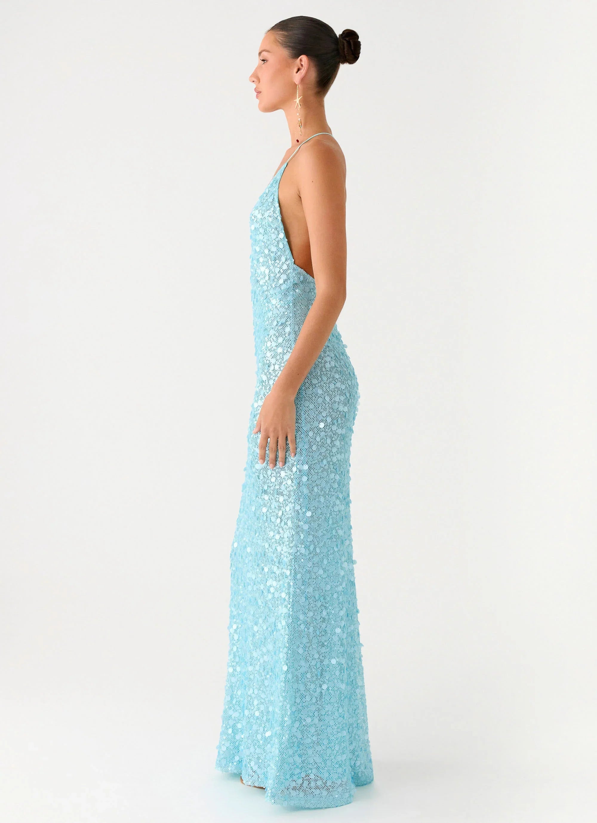 Ocean Views Sequin Maxi Dress Blue