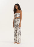 Printed Linen Blend Bandeau Top