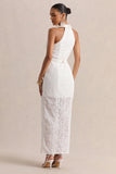 Tover White Broderie Plunge Neck Maxi Dress