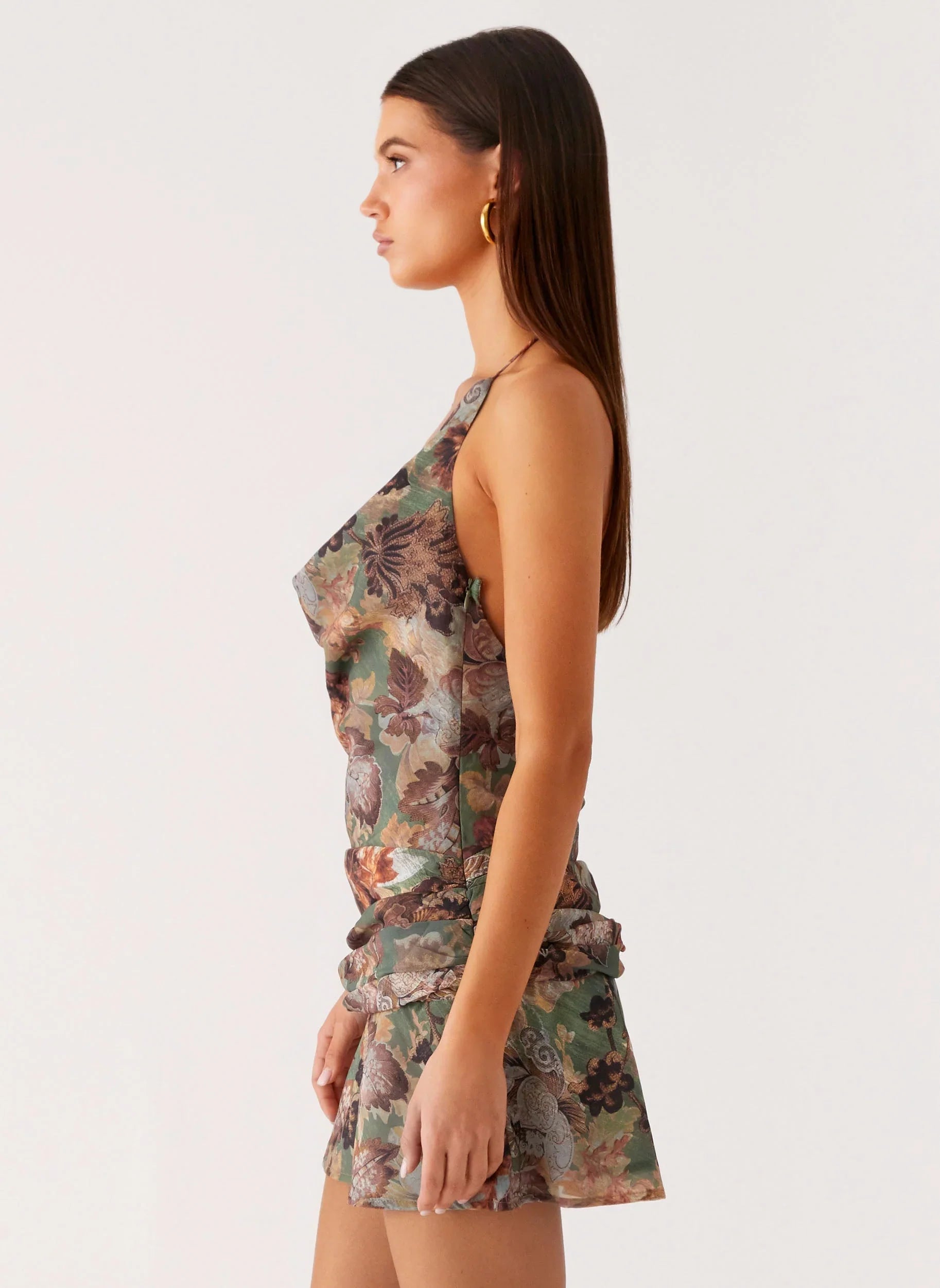 Wineweather Cowl Mini Dress Vintage Blossom