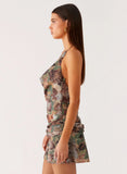 Wineweather Cowl Mini Dress Vintage Blossom
