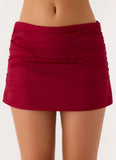 Atenea Organza Mini Skirt Deep Red