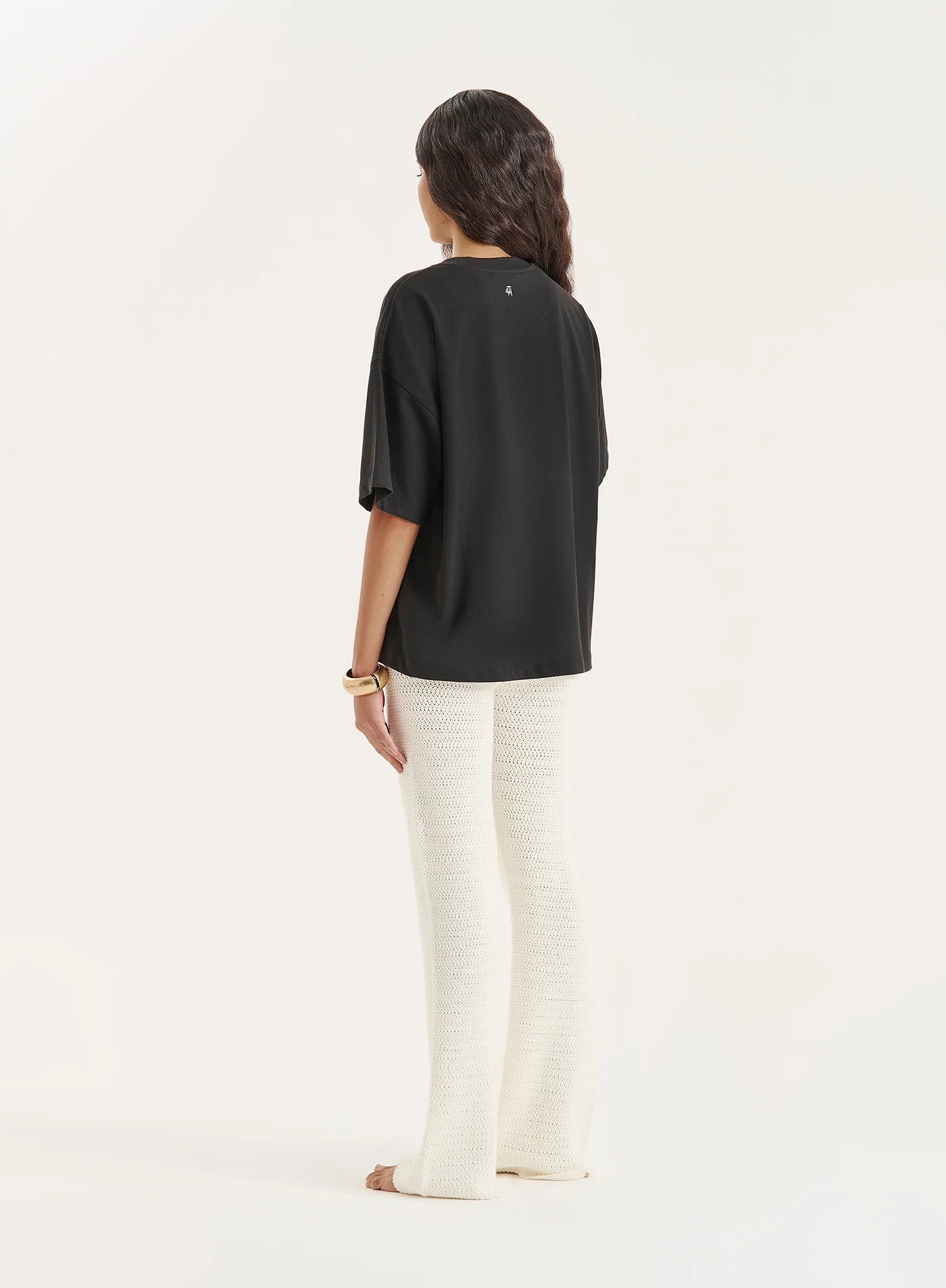 Black Embroidered Shell Oversized T Shirt