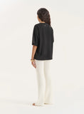 Black Embroidered Shell Oversized T Shirt