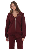 Oversize Zip Up Hoodie in Burgundy
