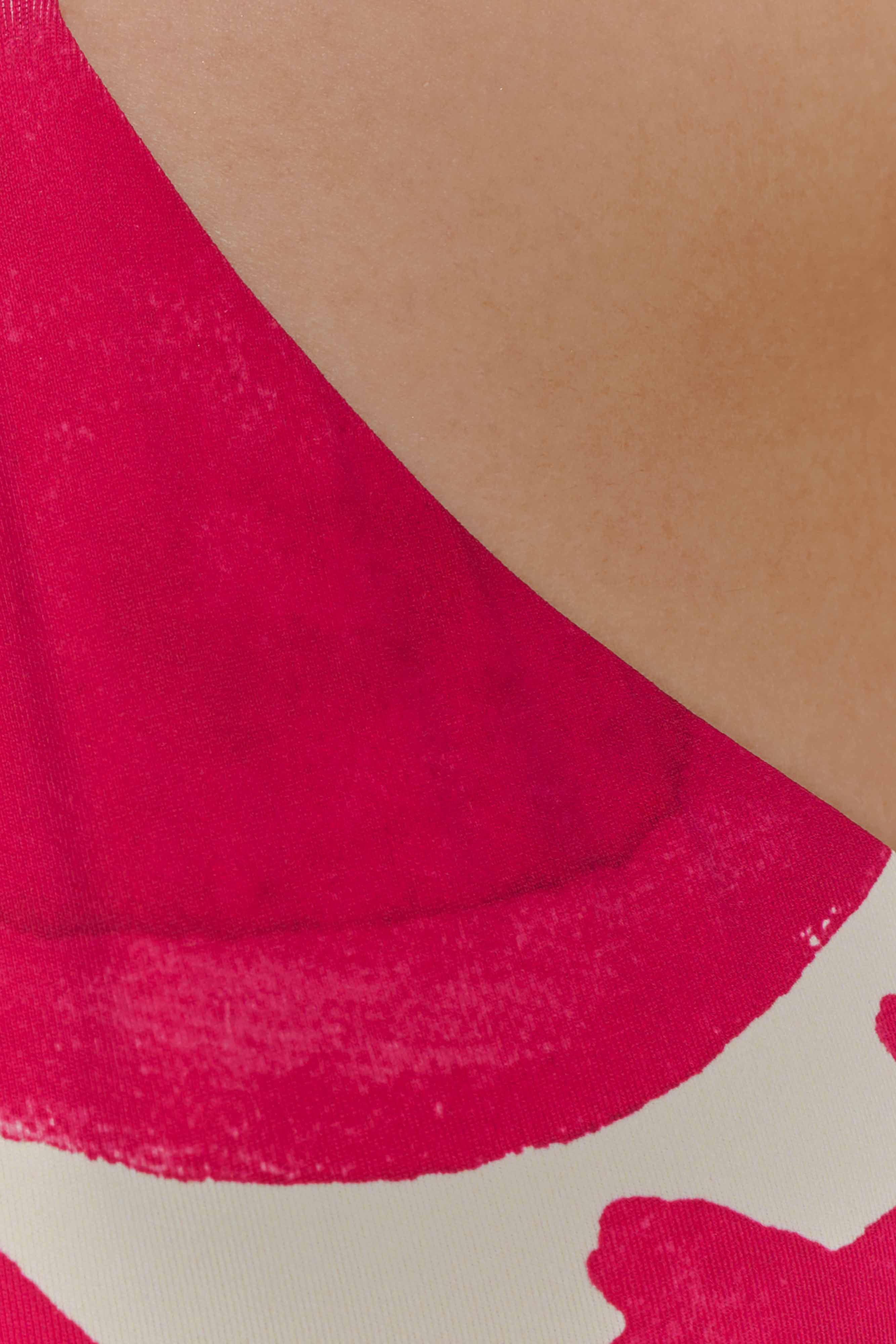 Marquise Bikini Top Dragonfruit Deco Fleur Print