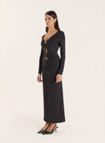 Black Hardware Detail Cut Out Maxi Dress