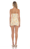 Tulip Mesh Strapless Two Piece Set in White and Yellow