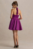 Peggy Mulberry Halter Neck Skater Mini Dress