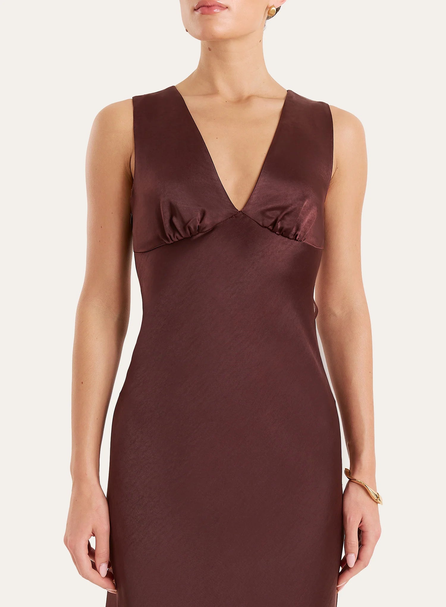 Chocolate Satin Open Back Maxi Dress