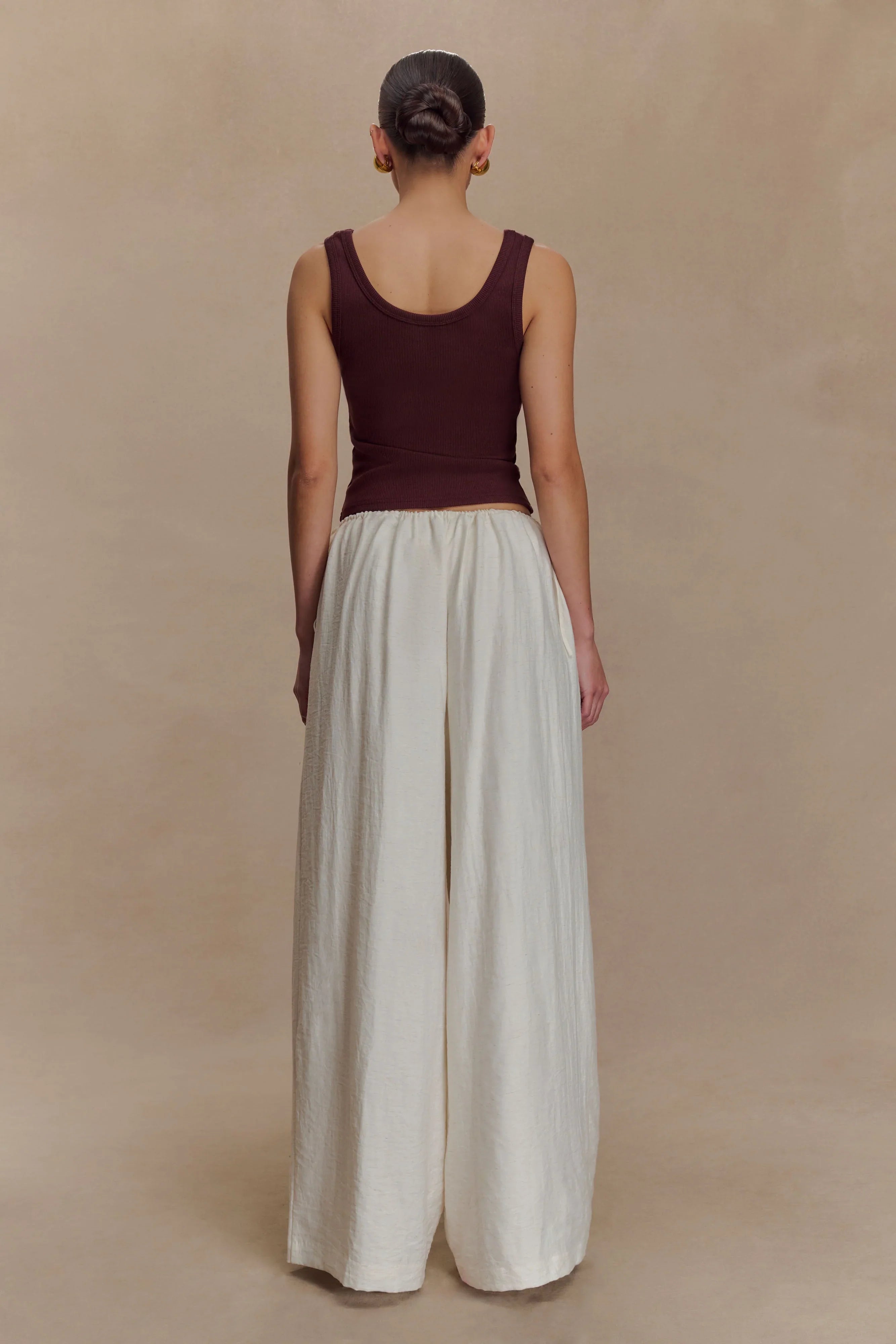 Callum Drawstring Straight Leg Pants White