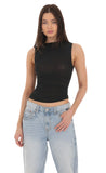 Mesh Ruched Top in Black