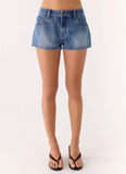 Kayda Low Rise Denim Shorts Blue Wash