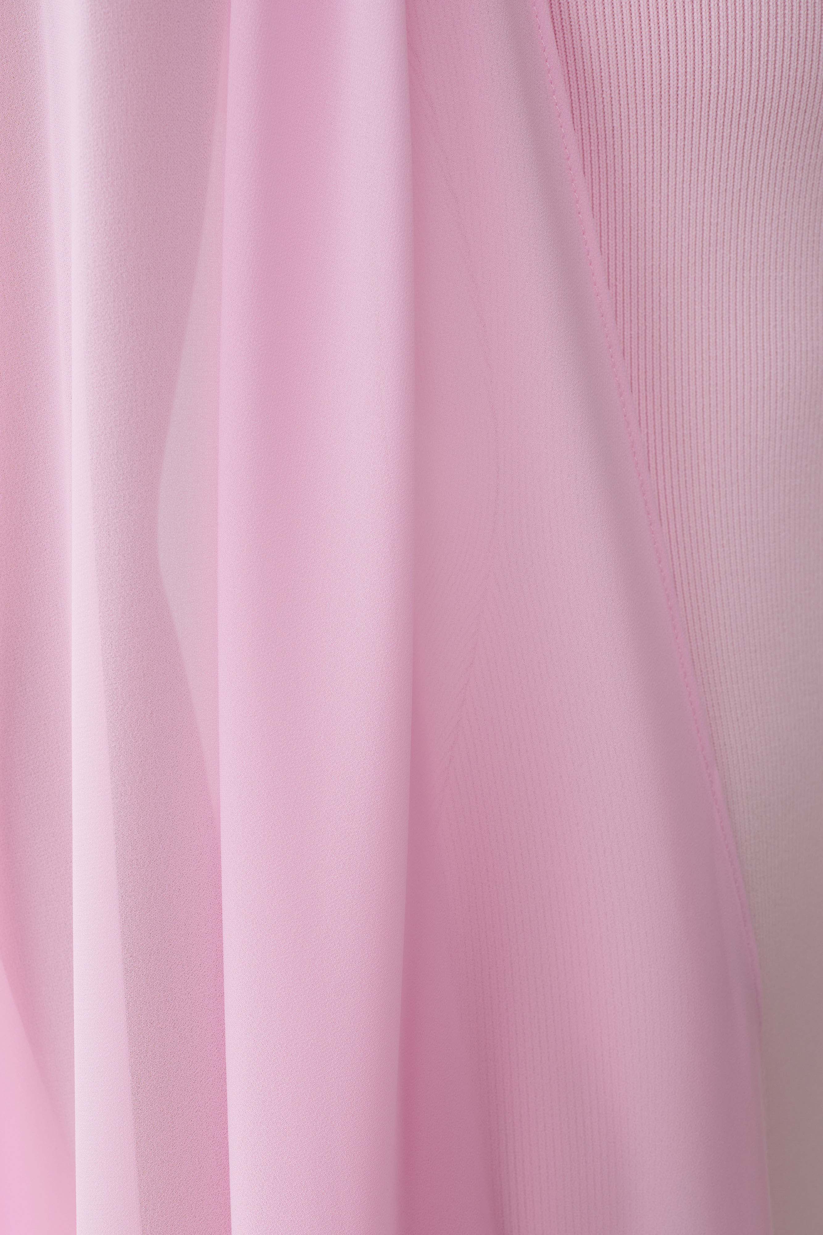 Farid Bandage Midi Dress With Chiffon Baby Pink