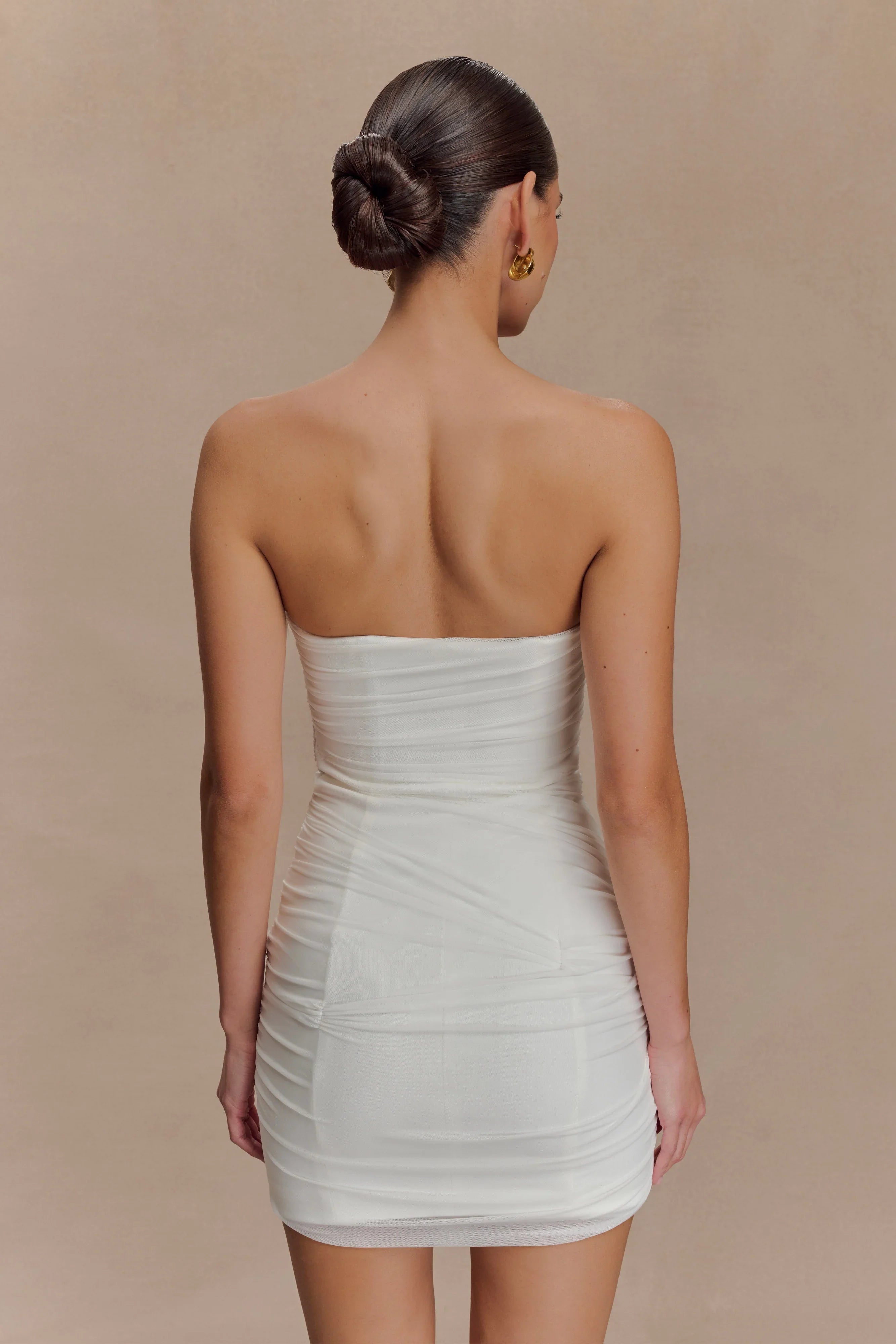 Jianna Strapless Mesh Mini Dress White
