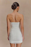 Jianna Strapless Mesh Mini Dress White
