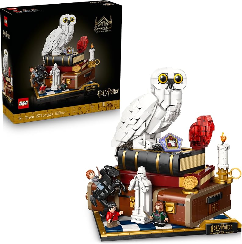 LEGO Harry Potter Sorcerers Stone Collectors Edition Building Set for Adults DIY Craft Kit for Women Men Ages 18 Buildable Hedwig 3 Minifigures Gift Idea for Birthdays 76466