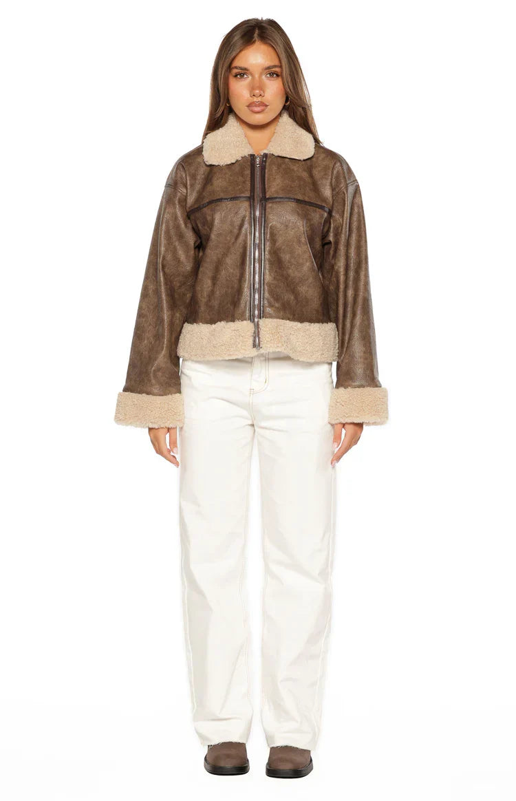 Cloud Brown Aviator Jacket