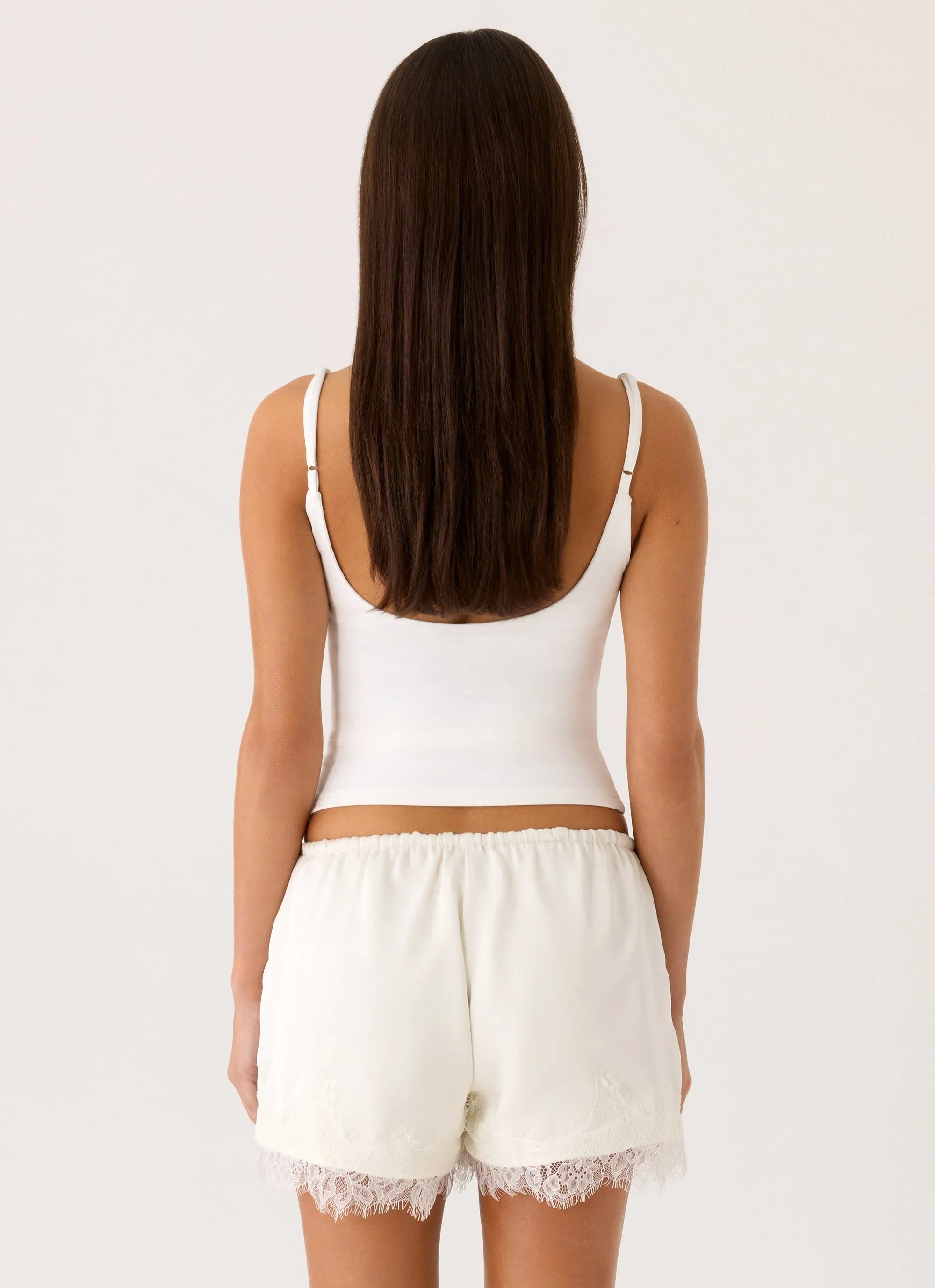 Tarina Lace Trim Mini Shorts Ivory
