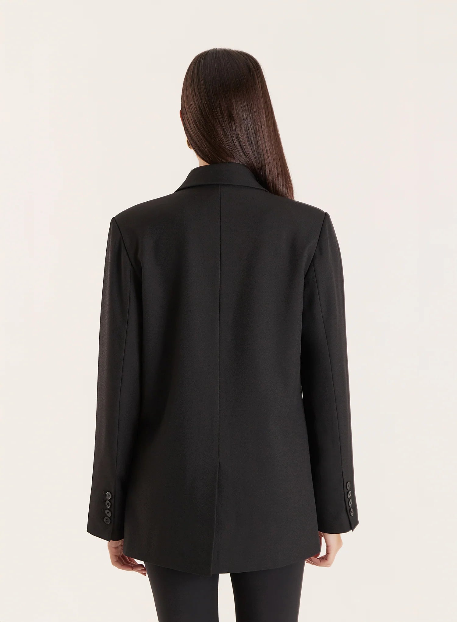Black Satin Lapel Double Breasted Tuxedo Blazer