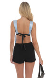 Satin Bow Top in Blue