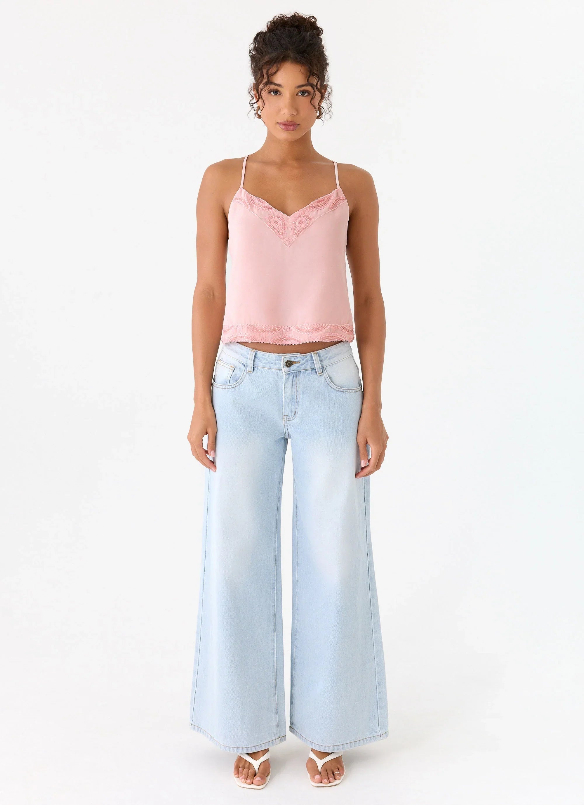 Avania Beaded Top Pink